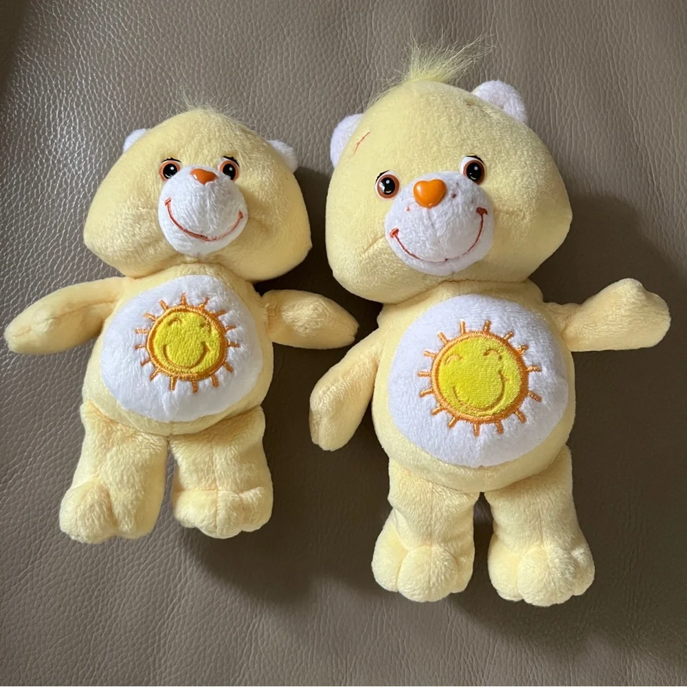 2 FUNSHINE CARE BEARS Vtg 2004/9” & 2002/7” yellow sunshine stuffed plush animal - Picture 15 of 16